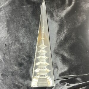 Large Crystal Pyramid Obelisk Art Glass Sculpture Pagoda Tower Japan 12''